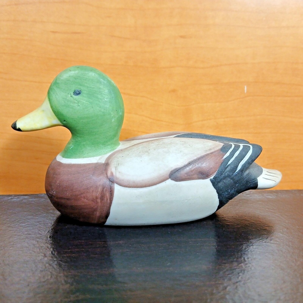 Vintage Hand Painted Porcelain Mallard Duck Decoy Figure Figurine 5.5"